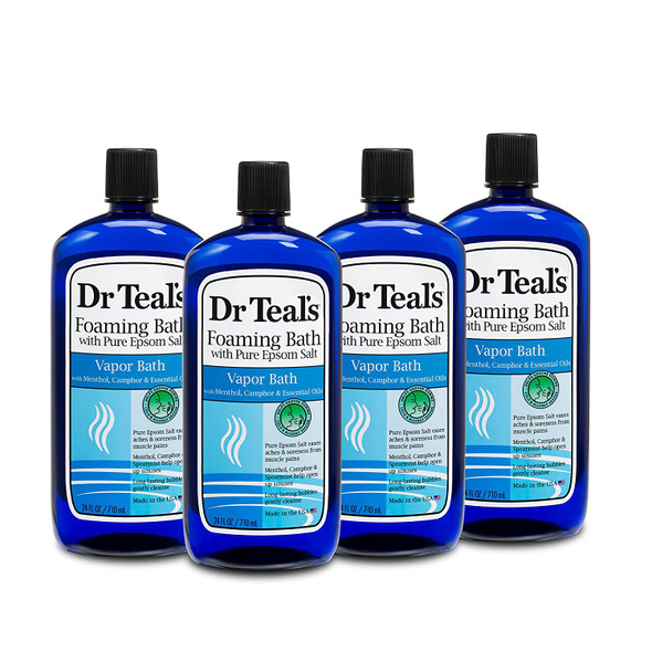 Dr Teal's Foaming Bath with Pure Epsom Salt, Vapor Bath, 24 fl oz (Pack of 4)