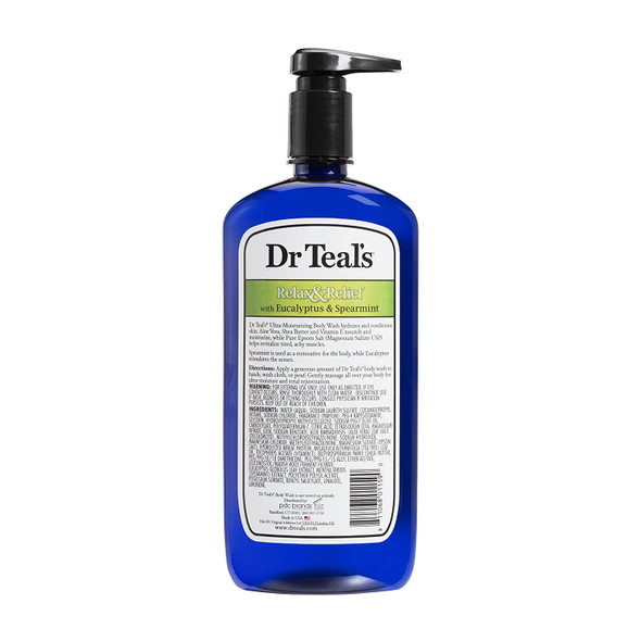 Dr. Teal's Ultra Moisturizing Body Wash Relax and Relief with Eucalyptus Spearmint, 24 Fluid Ounce