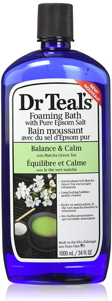Dr. Teal's Pure Epsom Salt Matcha Green Tea Relaxing Foaming Bubble Bath - 34 Ounce