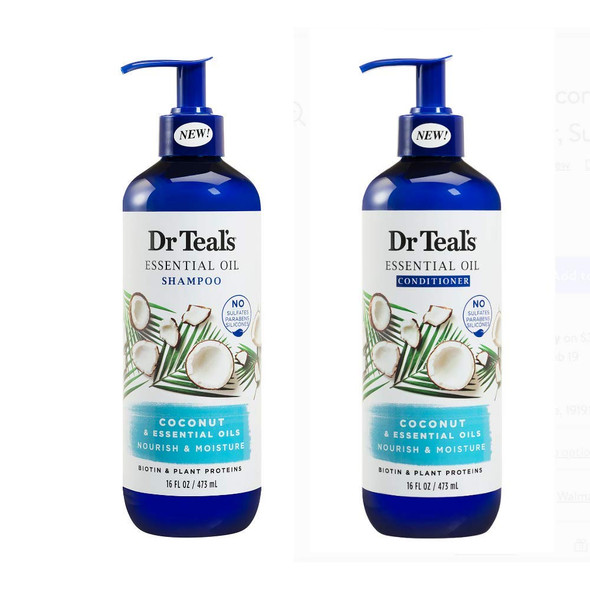 Dr Teals Shampoo and Conditioner w/Essential Oils - Coconut & Essential Oils