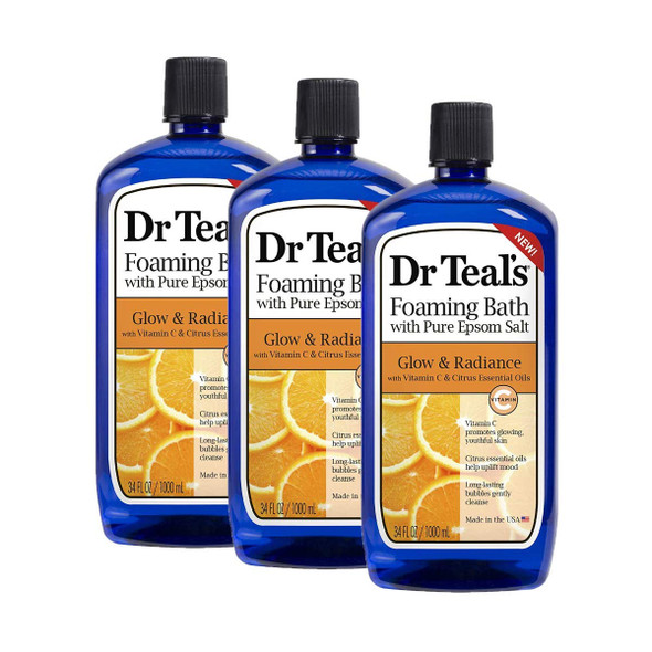 Dr. Teal's Glow & Radiance with Vitamin C & Citrus Essential Oils Foaming Bath 34oz Pack of 3