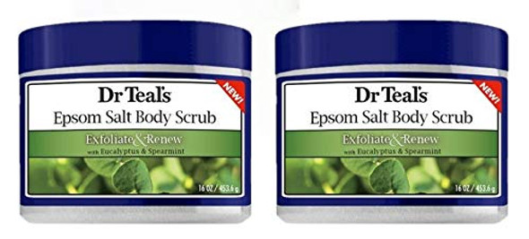 Dr Teal's Exfoliate & Renew Eucalyptus & Spearmint Epsom Salt Body Scrub 16 oz (Pack of 2)