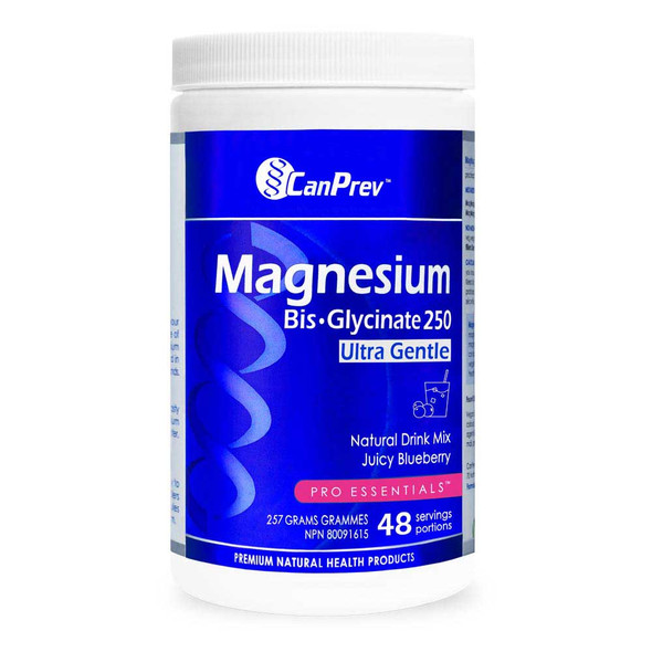 CanPrev Magnesium Bis-Glycinate Drink Mix - Blueberry 257g Ultra Gentle
