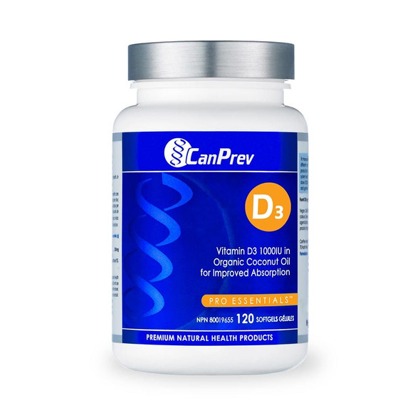 CanPrev D3 Organic Coconut Oil Bone-Health Support - 120 Softgels