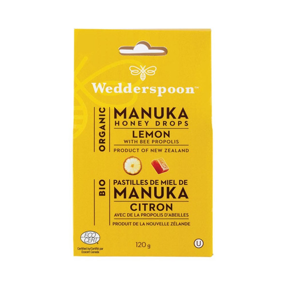 Wedderspoon Manuka Honey Drops Lemon with Bee Propolis - 120g