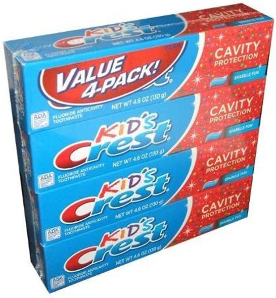 Crest Kids Cavity Protection Sparkle Fun Flavor Toothpaste 4.6 Ounce Tube (Pack of 4)