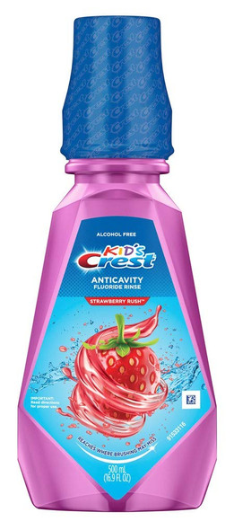 Crest Rinse Anti-Cavity Fluoride Strawberry 16.9 Ounce (500ml) (2 Pack)