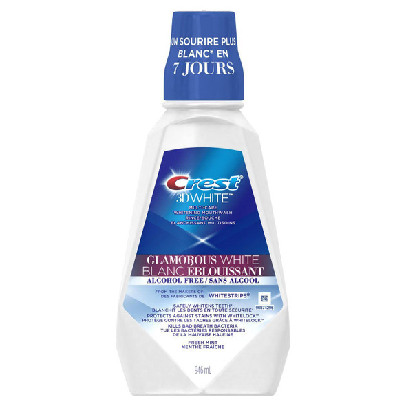 Crest Mouthwash Glamorous White Alcohol-Free 32 Ounce (946ml) (2 Pack)