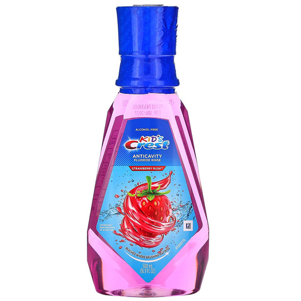 Crest Rinse Anti-Cavity Fluoride Strawberry 16.9 Ounce (500ml) (3 Pack)