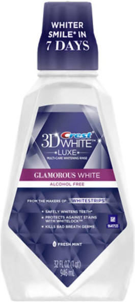 Crest 3D White Luxe Glamorous White Multi-Care Whitening Mouthwash, Fresh Mint 32 oz (Pack of 10)
