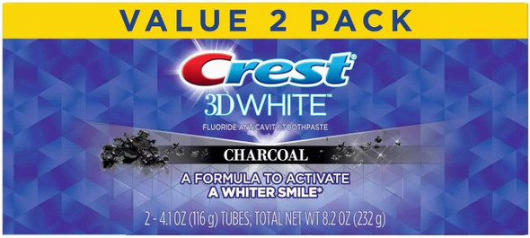 Crest 3D White Charcoal Toothpaste 4.1 Oz (116g) - Pack of 2