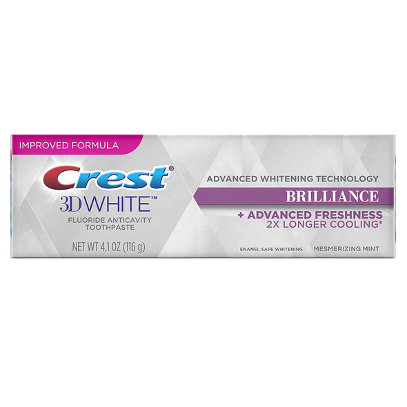 Crest 3D White Brilliance Advanced Teeth Whitening + Advanced Freshness Toothpaste, Mesmerizing Mint, 4.1 oz