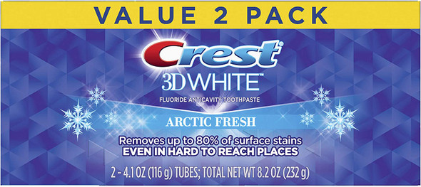 Crest 3d White Fluoride Anticavity Toothpaste Arctic Fresh Value Ea , 4.1 Ounce (2-Pack)