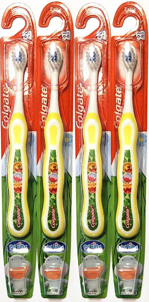 Colgate My First Toothbrush, Extra Soft, Ages 0-2, Yellow (Pack of 4)
