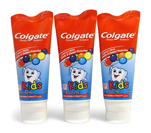 Colgate KIDS 3.5 oz 3-PACK Mild Bubble Fruit Flavor Toothpaste Fluoride Cavity & Enamel Protection