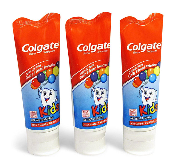 Colgate KIDS 3.5 oz 3-PACK Mild Bubble Fruit Flavor Toothpaste Fluoride Cavity & Enamel Protection