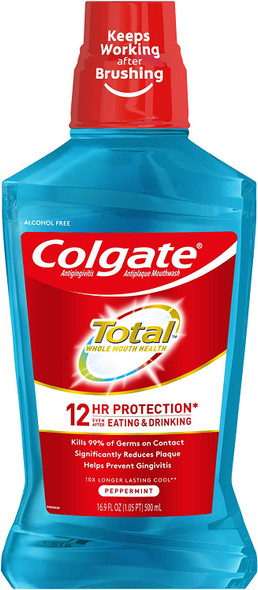 Colgate Total Pro-Shield Alcohol Free Mouthwash, Peppermint - 500mL, 16.9 fluid ounce