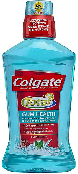 Colgate Total Gum Health Antiplaque Mouthwash, Clean Mint 16.9 Fl Oz, Pack of 2