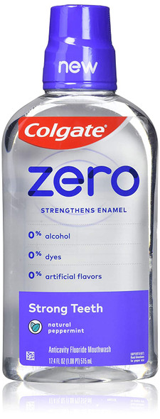 Colgate Zero Mouthwash Strong Teeth, Natural Peppermint 17.4 Fl.oz