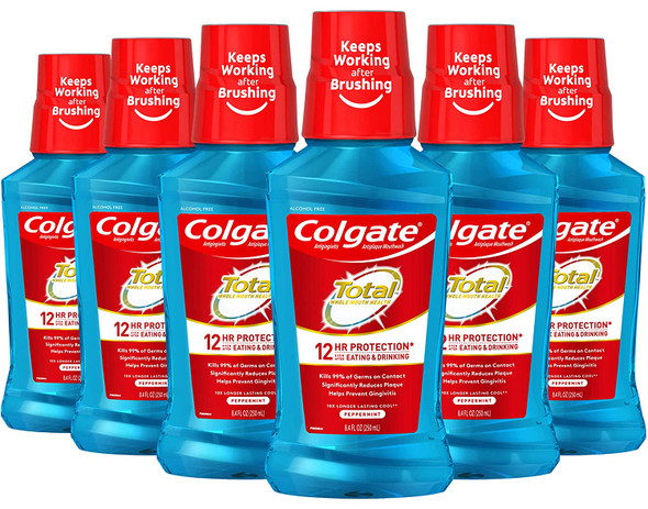 Colgate Total Advanced Pro-Shield Mouthwash, Peppermint, 8.4 Fluid Ounce (Pack of 6)