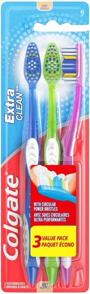 Colgate Extra Clean Full Head Toothbrush, Soft - 3 Count