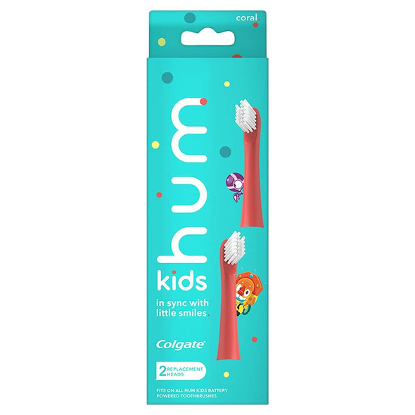 Hum Kids Powered Toothbrush Replacement Head, Coral, 2 count