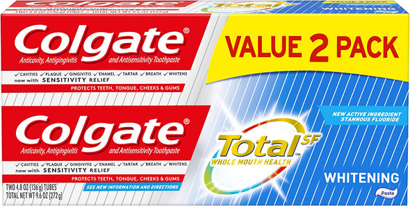 Colgate Total Whitening Toothpaste, 4.8 Ounce, 2 Count