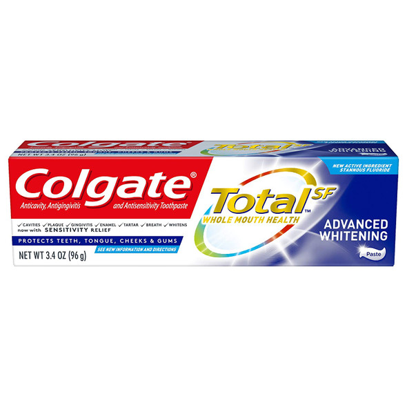 Colgate Total Advanced Whitening Travel Toothpaste, Mint, TSA Approved Size - 3.4 ounces