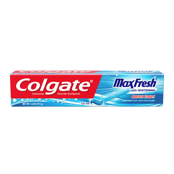 Colgate Max Fresh Toothpaste With Mini Breath Strips, Cool Mint, 7.6 Ounce