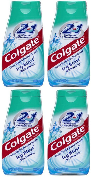 Colgate 2 in 1 Whitening Icy Blast Toothpaste & Mouthwash-4.6 oz, 4 pk