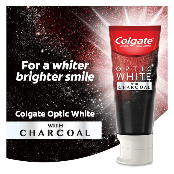 Colgate Optic White with Charcoal Teeth Whitening Toothpaste, Cool Mint, 4.2 Oz, 2 Pack