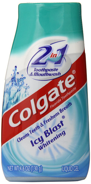 Colgate 2-in-1 Whitening Toothpaste Gel and Mouthwash, Icy Blast, 4.6 Oz