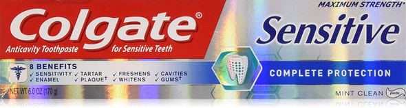 Colgate Sensitive Maximum Strength Toothpaste, Complete Protection, Mint, Clean, 6 Oz