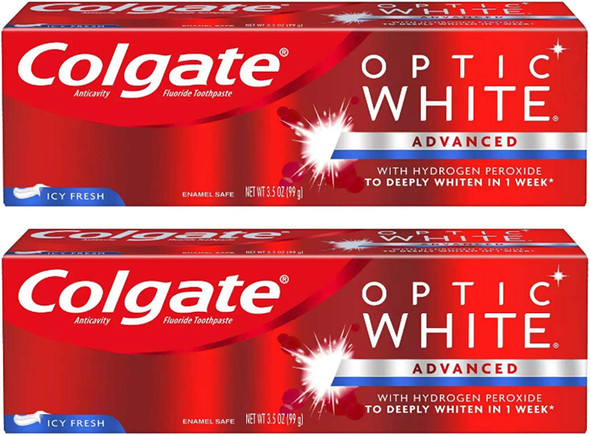 Colgate Optic White ICY Fresh Toothpaste, Cool Fresh Mint, 3.5 Ounce (Pack of 2)