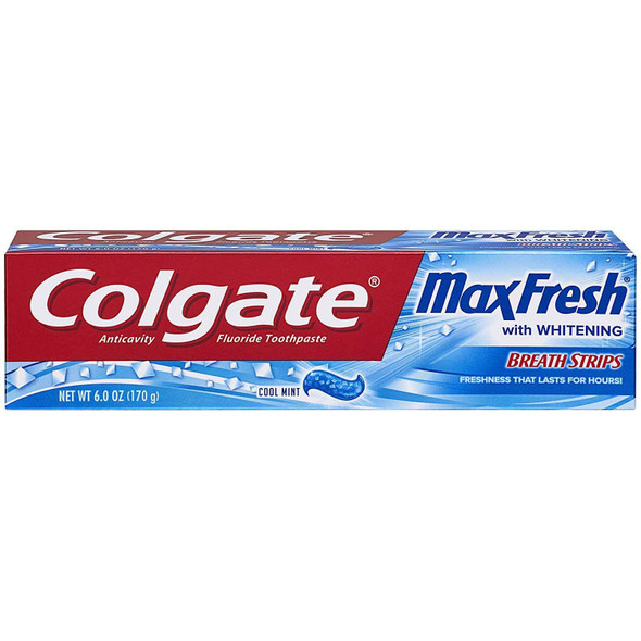 Colgate Max Fresh Toothpaste with Mini Breath Strips, Cool Mint, 6 Oz.