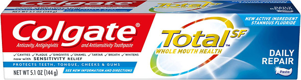 Colgate Total Toothpaste with Fluoride, Multi Benefit Toothpaste for Gums and Cavity Protection, Daily Repair - 5.1 Ounce