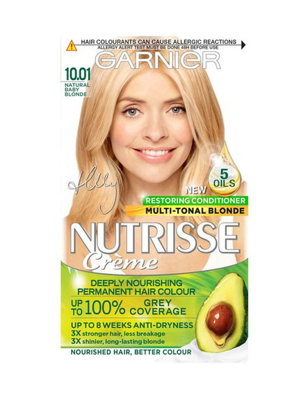 Garnier Nutrisse Permanent Hair Dye, Natural-Looking, Hair Colour Result, For All Hair Types, 10.01 Natural Baby Blonde