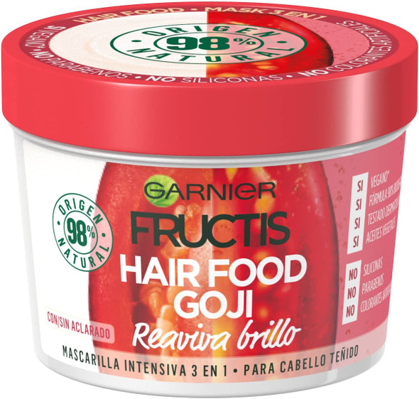 Garnier Fructis Hair Food Goji Intensive 3 in 1 Mask for Coloured Hair 3 x 390 ml