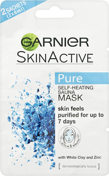 Garnier Pure Active Self Heating Clay Mask for Oily Skin 2 x 6 ml