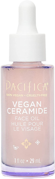 Pacifica Beauty, Vegan Ceramide Facial Oil, Hydrates + Soothes, Fast-Absorbing, For Dry Skin, Dermatologist Tested, Safe for Sensitive Skin, Fragrance Free, 100% Vegan + Cruelty Free