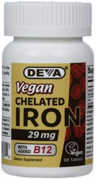 Deva Vegan Vitamins Chelated Iron 29Mg Vegan 90 Tab6