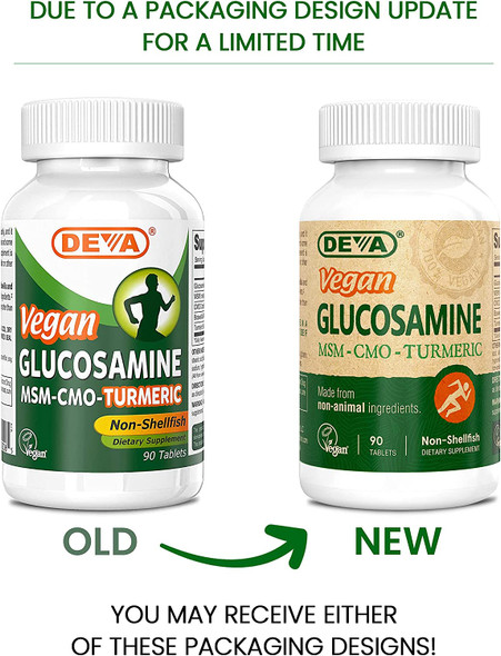 Deva Vegan Vitamins Vegan Glucosamine 500mg, Non-Shellfish, Non-GMO, 90 Tablets, 1-Pack