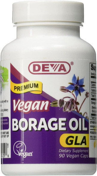 DEVA Vegan Vitamins Vegan Borage Oil 500 mg Vcaps, 90-Count Bottle