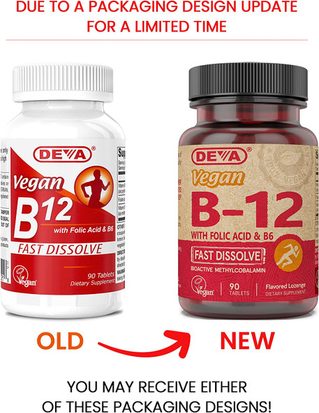 Deva Vegan B12 Sublingual - Vegan Certified - Gluten Free - 90 Tablets