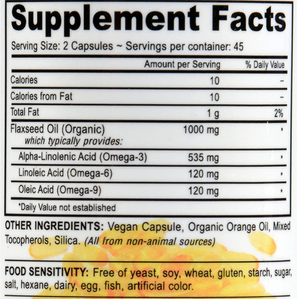 Deva Vegan Flaxseed Oil - Omega 3 - Gluten Free - 90 Vcaps (Pack of 2)