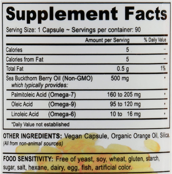 Deva Vegan Vitamins Sea Buckthorn Oil with Omega 7-90 Vegan Capsules (Pack of 2)