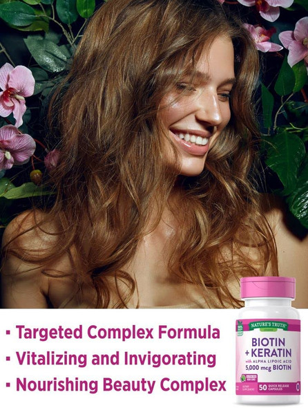 Nature's Truth Biotin Complex w/ Alpha Lipoic & Keratin , 50 Count (Pack of 1)