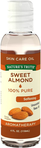 Nature's Truth Aromatherapy Pure Unscented Base Oil, Sweet Almond, 4 Fl Oz