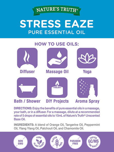 Stress Relief Essential Oil | 15 mL / .51 Fluid Ounce | Stress Eaze Calming Aromatherapy | by Nature's Truth