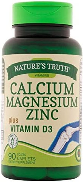 Nature's Truth Calcium, Magnesium, Zinc Plus Vitamin D3 Supplements, 90 Count (Pack of 3)